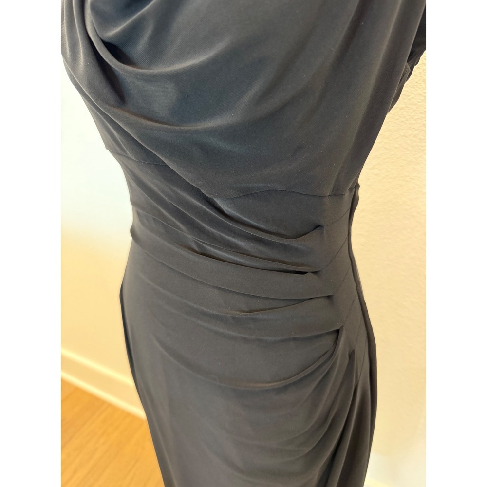 Lauren Ralph Lauren Black Sleeveless Cowl Neck Dress Ruched Sheath Bodycon 6 - Picture 2 of 9